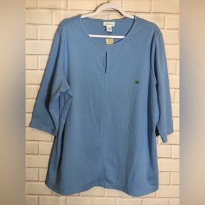 Avenue keyhole Carolina Blue quarter sleeve top 18/20